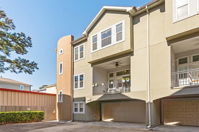 exterior space featuring a garage