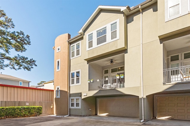 exterior space featuring a garage