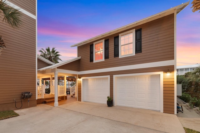 exterior space featuring a garage