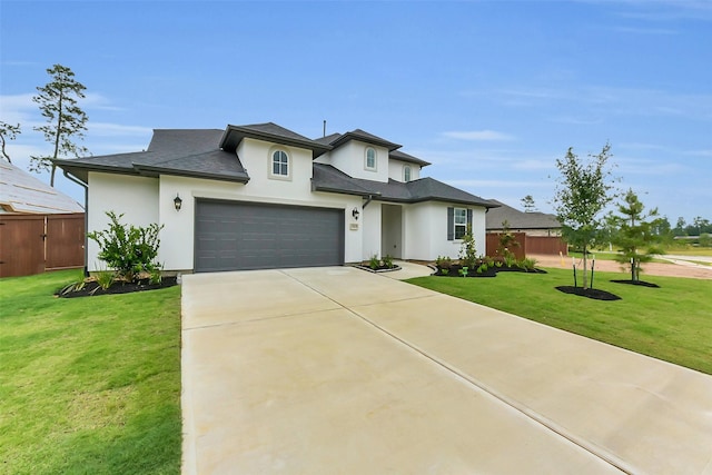 13115 Brookwood Bend Ln, Conroe, TX 77302 - view of front facade featuring stucco siding, concrete driveway, a garage, and a shingled roof