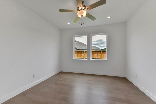 13115 Brookwood Bend Ln, Conroe, TX 77302 - unfurnished room with wood finished floors, recessed lighting, ceiling fan, and baseboards