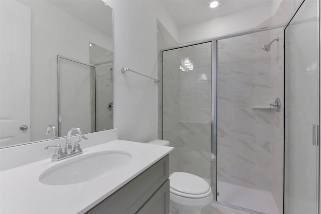 13115 Brookwood Bend Ln, Conroe, TX 77302 - full bathroom featuring toilet, a shower stall, and vanity