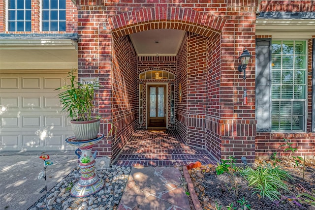 property entrance with a garage