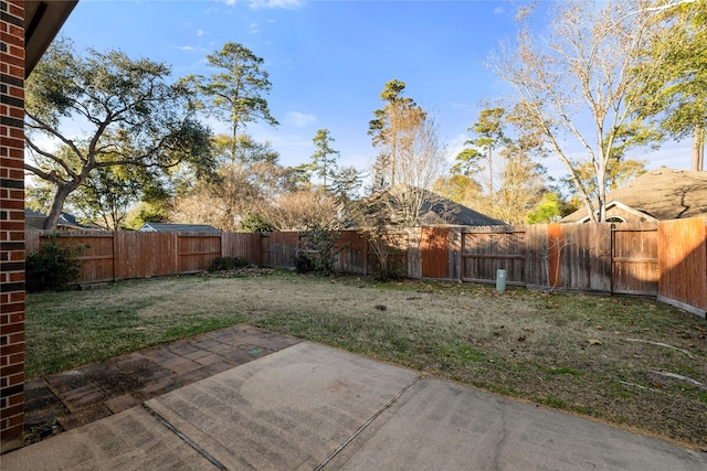 view of yard with a patio area