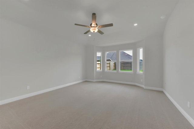16163 Sheridan River Trl, Conroe, TX 77302 - unfurnished room with light carpet, baseboards, ceiling fan, and recessed lighting