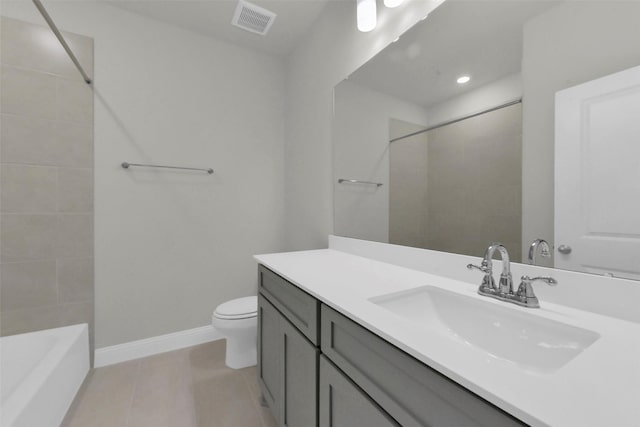 16163 Sheridan River Trl, Conroe, TX 77302 - bathroom with tile patterned floors, toilet, baseboards, and vanity