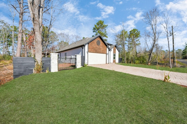 view of property exterior with a lawn