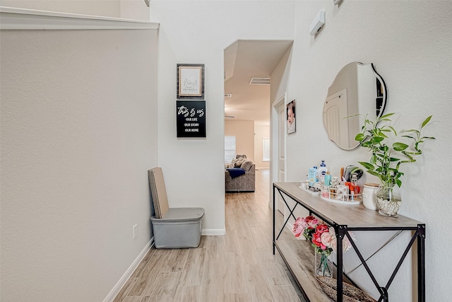 hall featuring light wood-type flooring