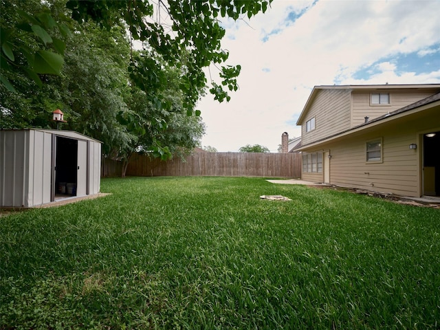 view of yard featuring a shed