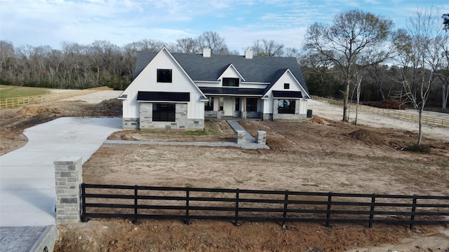 view of modern inspired farmhouse