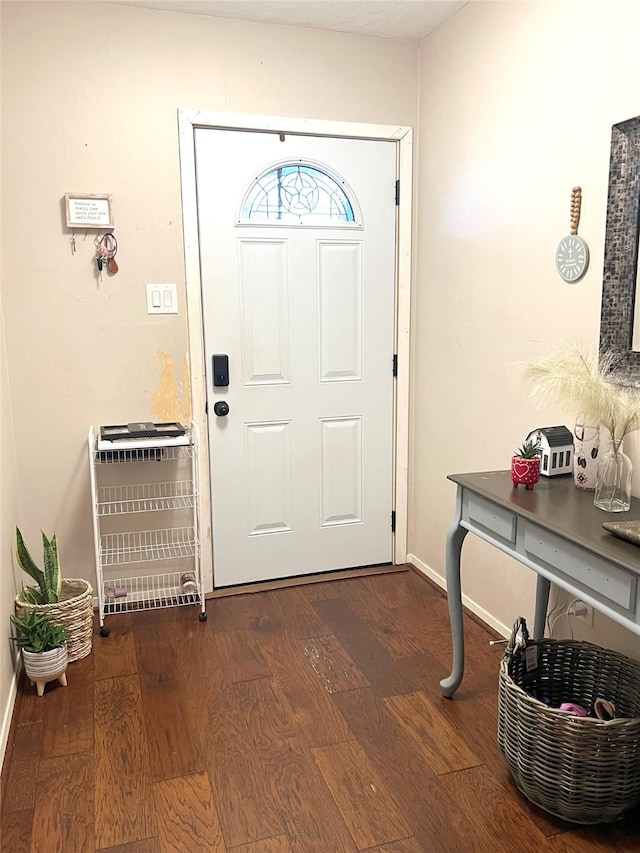 foyer entrance featuring dark hardwood / wood-style flooring