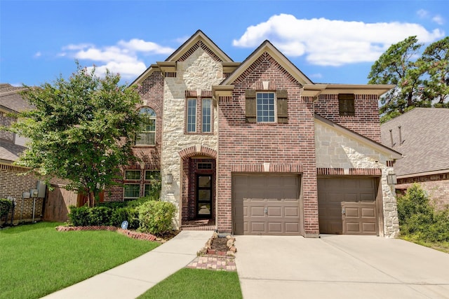 front of property with a garage and a front yard