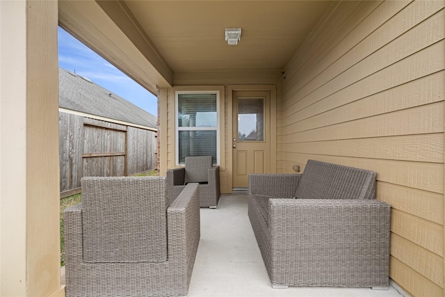 view of exterior entry featuring an outdoor hangout area