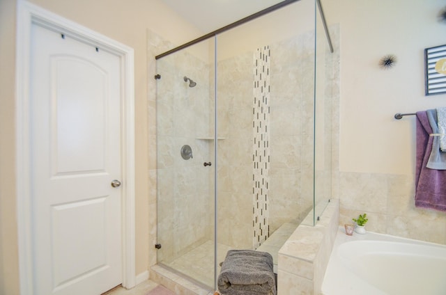 bathroom with plus walk in shower