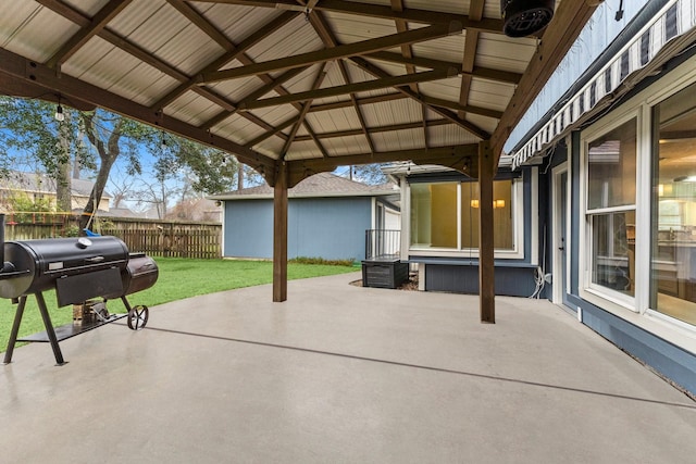 view of patio / terrace featuring a gazebo and grilling area