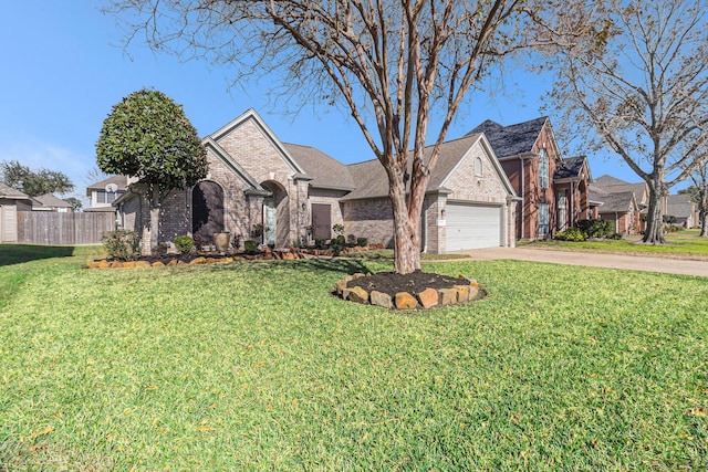 view of front facade with a garage and a front yard