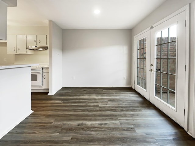 interior space featuring dark wood-type flooring and french doors