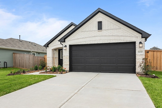 26240 Astral Way, La Marque, TX 77568 - view of front of property with driveway, an attached garage, and stone siding