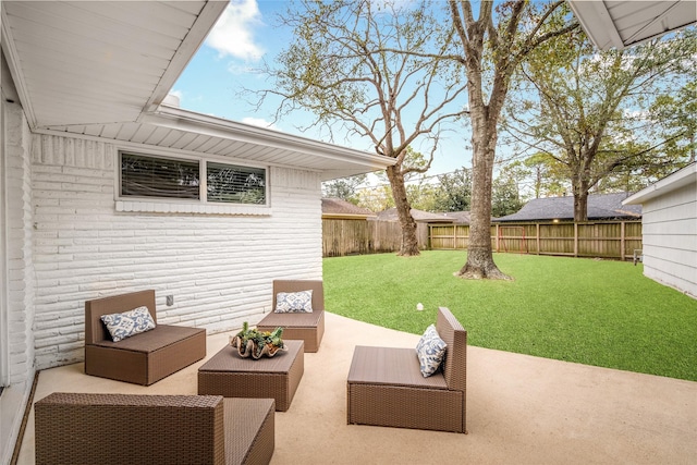 view of patio with an outdoor living space