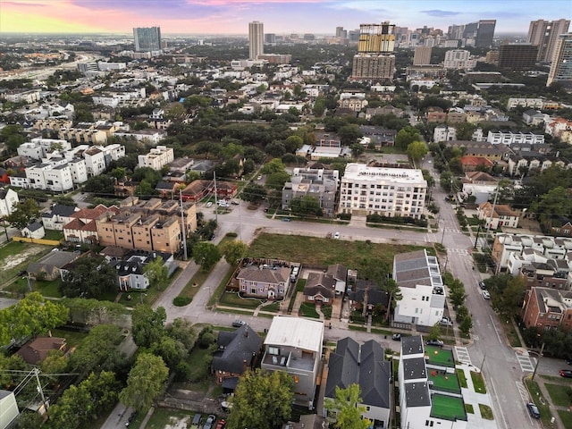 view of aerial view at dusk