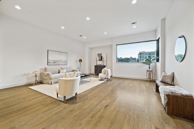 living room with light wood-type flooring