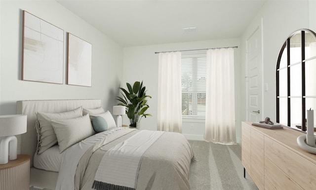 carpeted bedroom featuring multiple windows