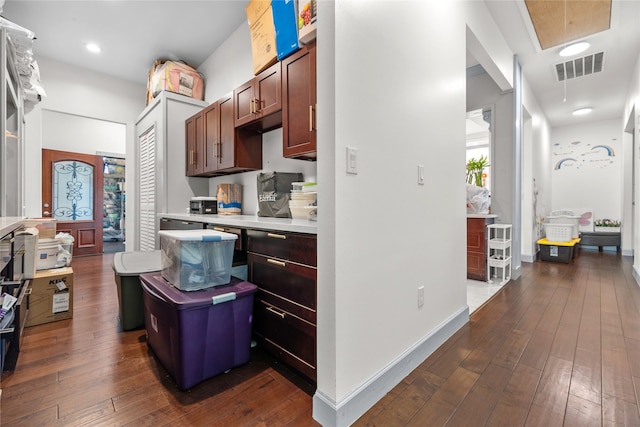 kitchen featuring dark hardwood / wood-style flooring