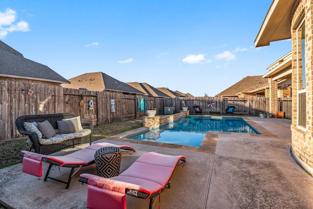 view of pool with a patio and outdoor lounge area