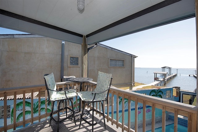 balcony with a water view