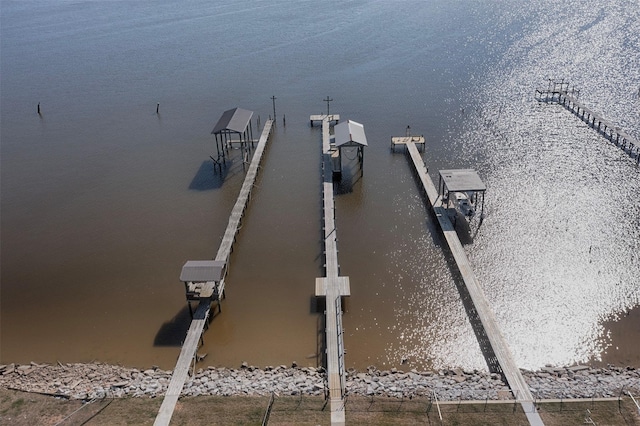 dock area featuring a water view