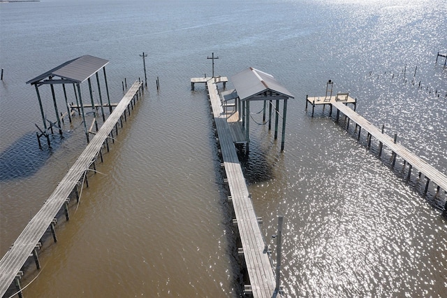 view of dock featuring a water view