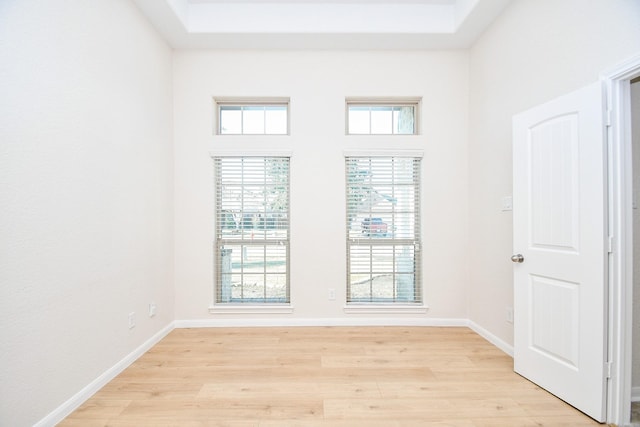 spare room featuring light wood-type flooring