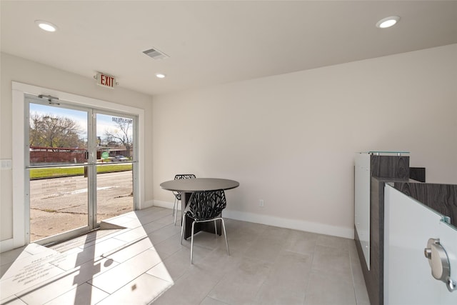 view of tiled dining room