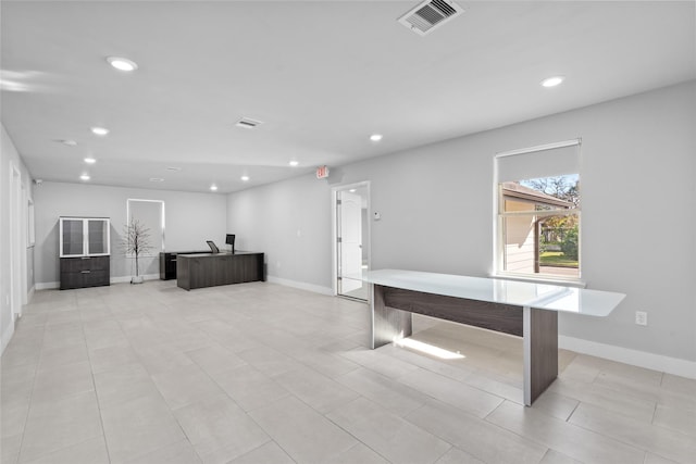 game room with light tile patterned floors