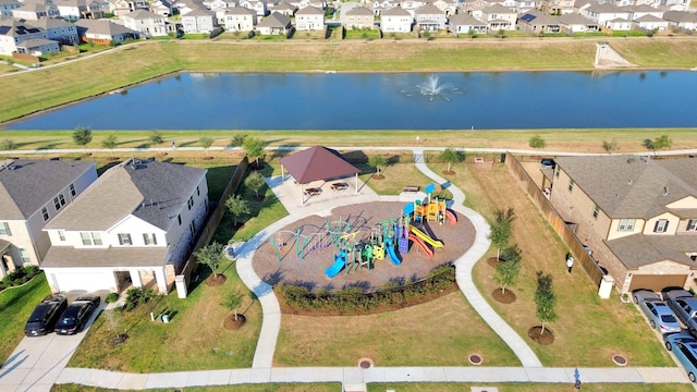 bird's eye view featuring a water view