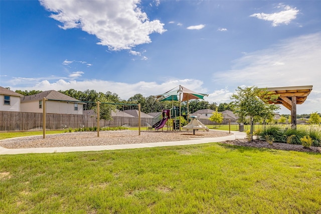 view of playground with a yard