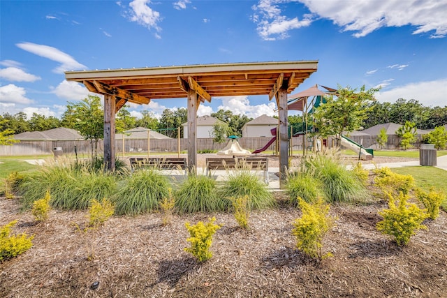 view of patio / terrace featuring a playground