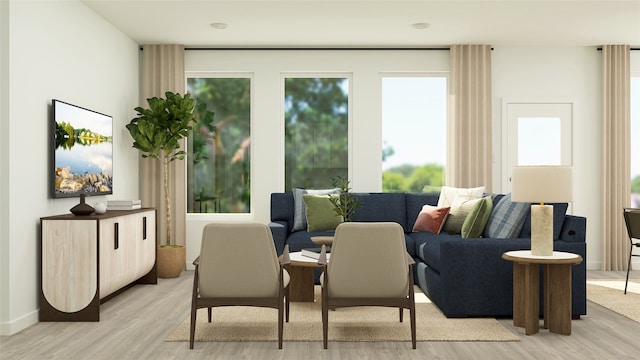 sitting room with light wood-type flooring