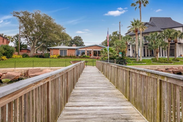 dock area featuring a yard