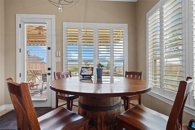 dining area featuring a wealth of natural light