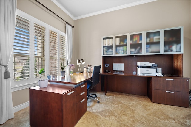 office featuring crown molding