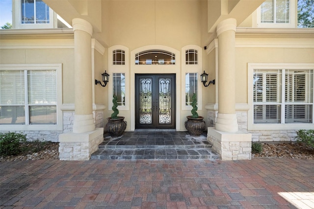 property entrance with french doors