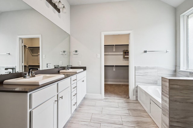 bathroom with vanity and a bathing tub