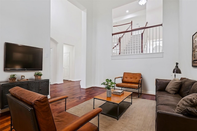 living room with wood-type flooring