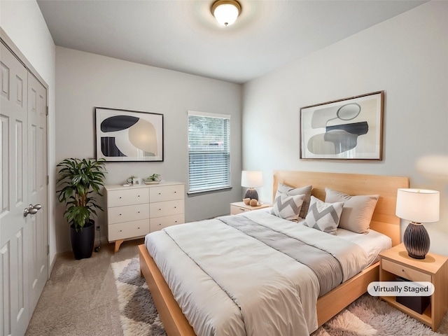 bedroom with a closet and carpet