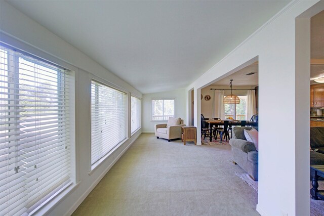 sunroom with lofted ceiling