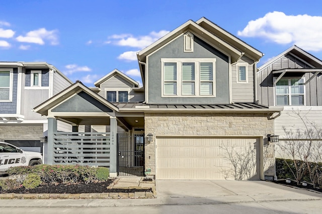 view of front of property featuring a garage