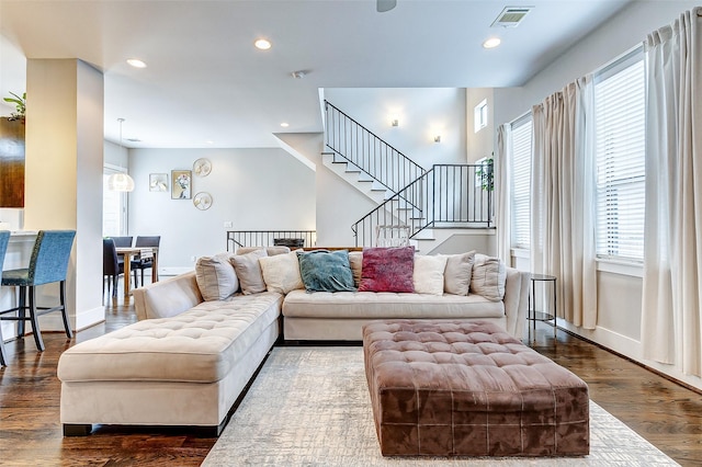 living room featuring wood-type flooring