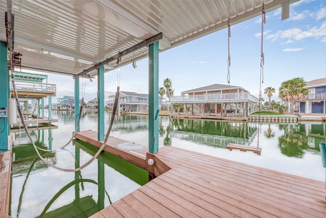 view of dock featuring a water view