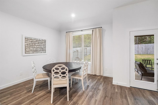 dining room featuring dark hardwood / wood-style flooring